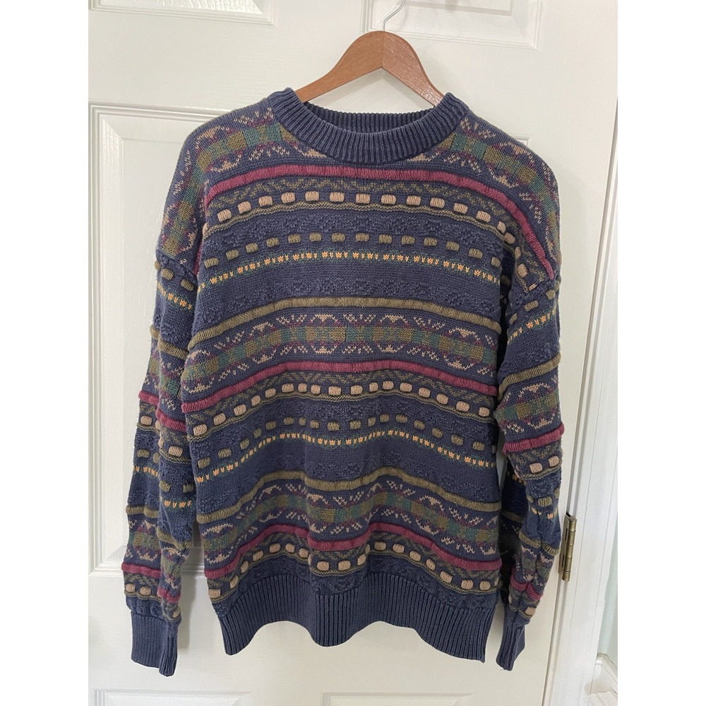 VTG American Eagle 90's Coogi Style Fair Isle Geometric Crew Neck Sweater Medium